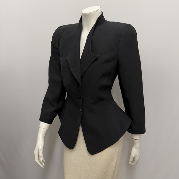 Vintage Thierry Mugler Jacket Black Peplum Size 44 6 - Picture 2 of 5